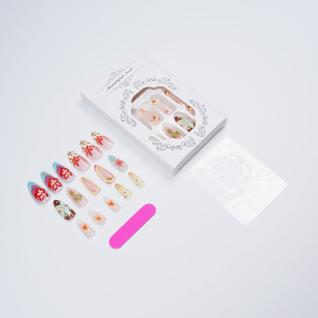 Artificial Nail Set with Floral Accents Stornfield