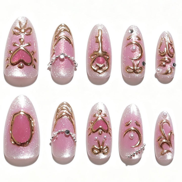 Artificial nail set with romantic decorations Stornfield