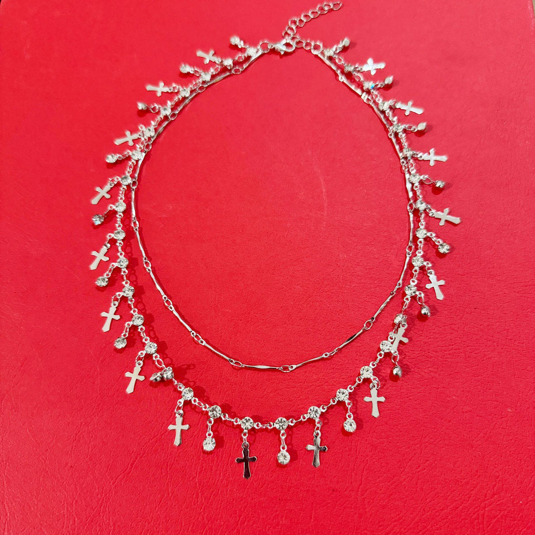 Double Layered Cross Pendant Necklace Stornfield