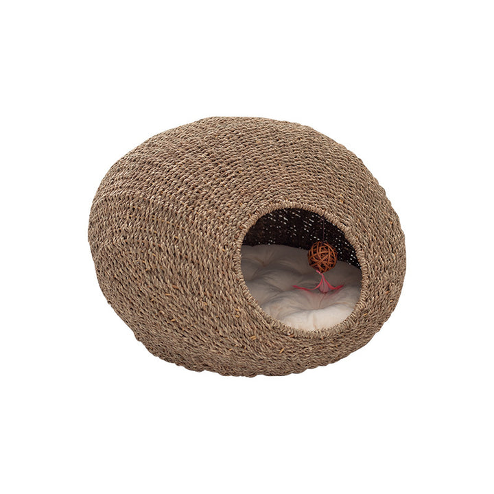 Handmade cat cave made from natural rattan Stornfield