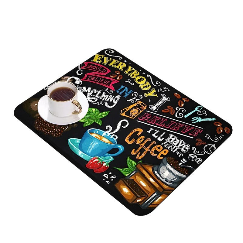 Motivational Coffee-Themed Kitchen Mat