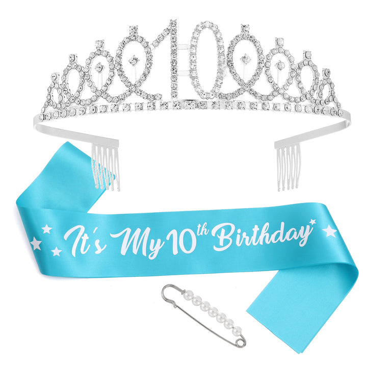 Women's birthday crown and sash set with glitter stones Stornfield