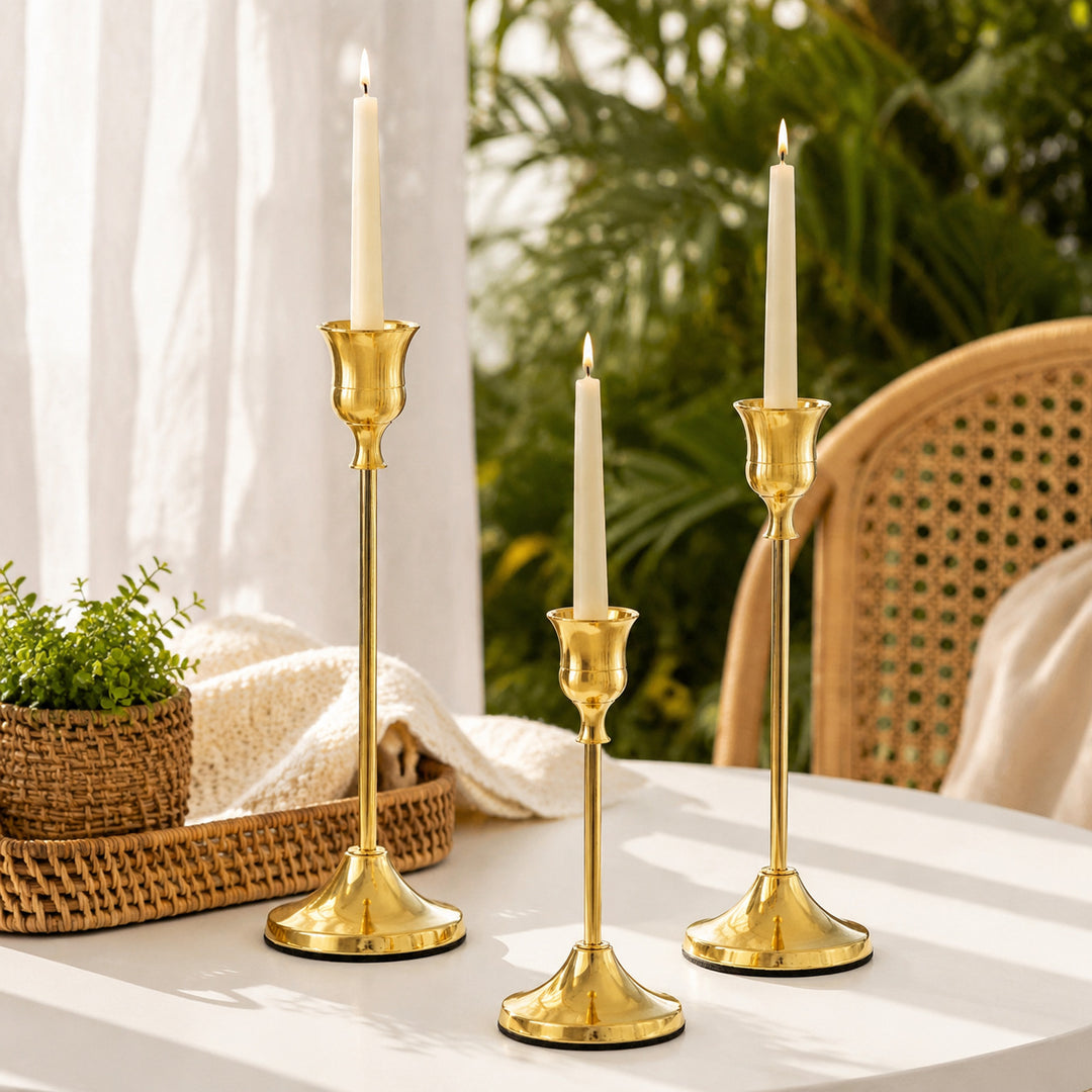 Elegant Gold Candle Holders Set