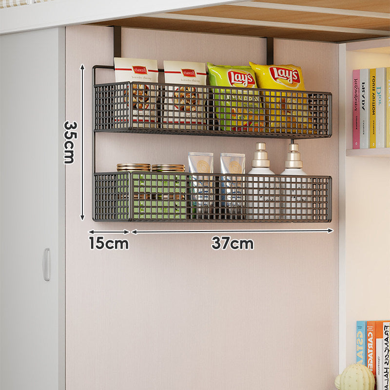 Under-Shelf Double-Tier Ventilated Mesh Hanging Storage Basket for Pantry and Bathroom