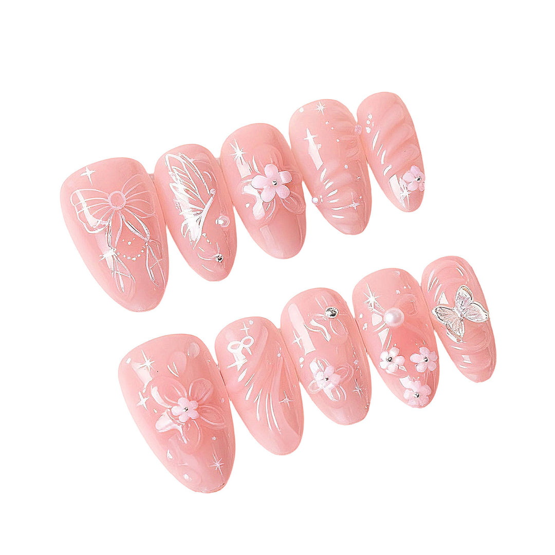 Decorative Floral Press-On Nail Art Set Stornfield
