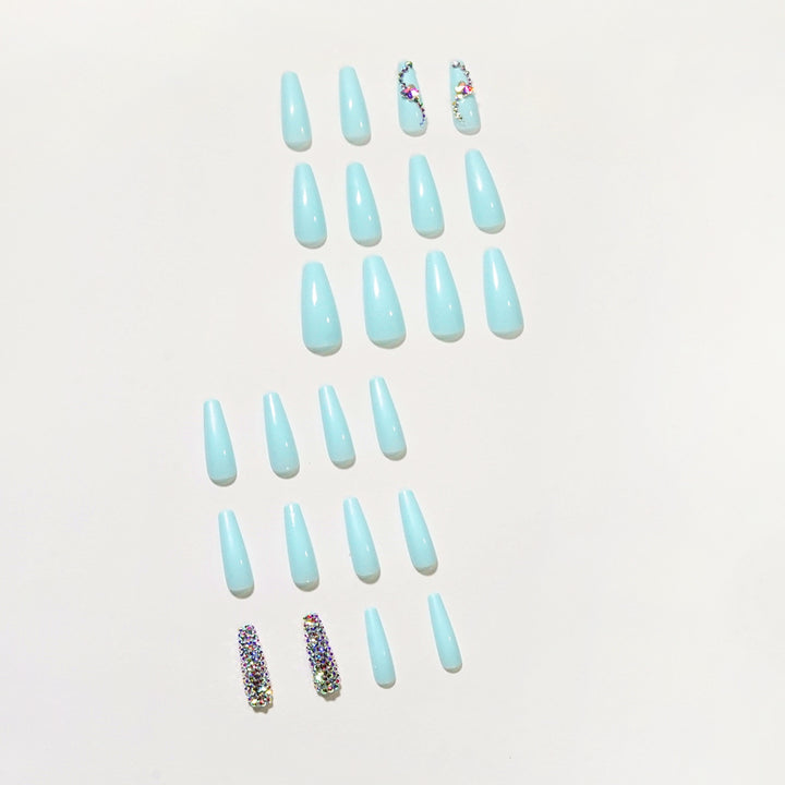 Glamorous artificial nails with sparkling rhinestone embellishments Stornfield