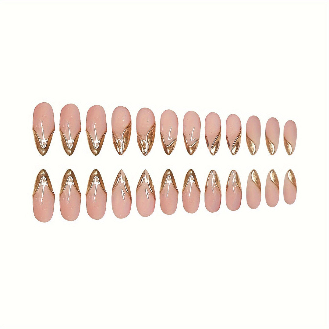 Elegant Stiletto Press-On Nails with Gold Accent Tips Stornfield