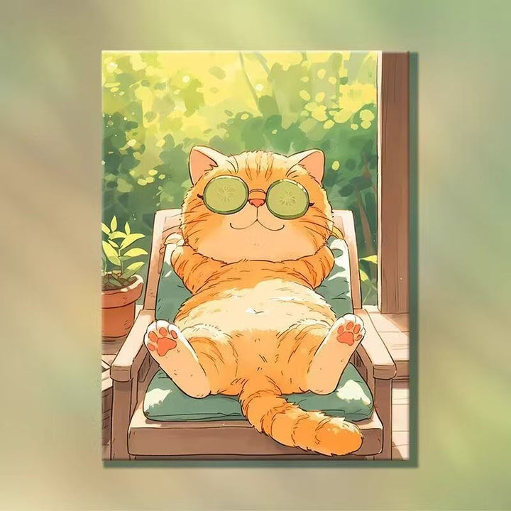 Playful Cartoon Cat Illustration Wall Art Stornfield