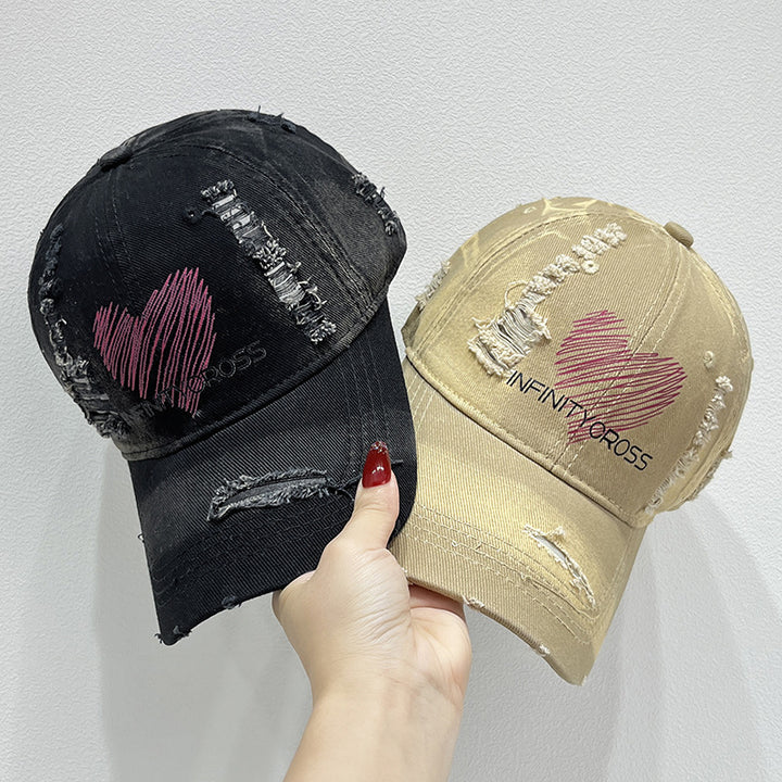Women's Distressed Heart Embroidered Baseball Cap Stornfield