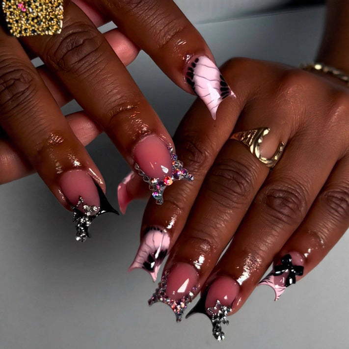 Artistic Gem-Embellished Stiletto Press-On Nails Stornfield