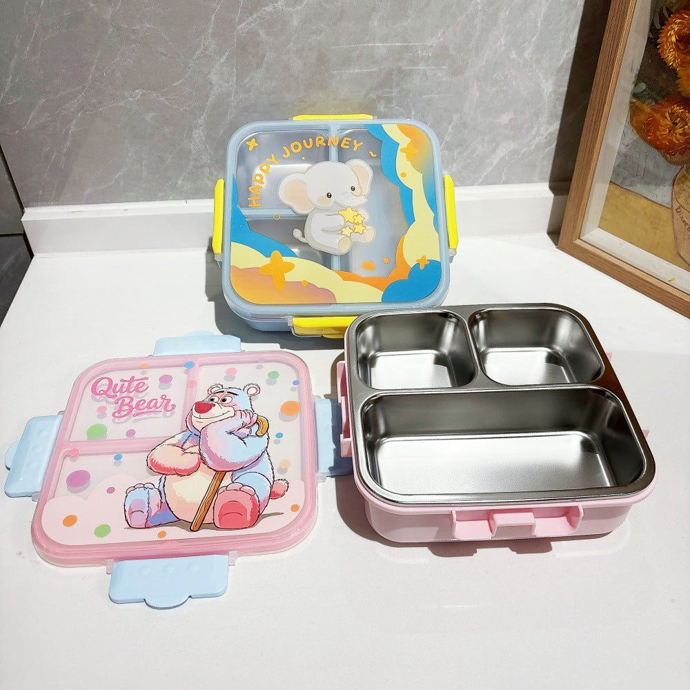 Cute Cartoon-Themed Multi-Compartment Lunch Box