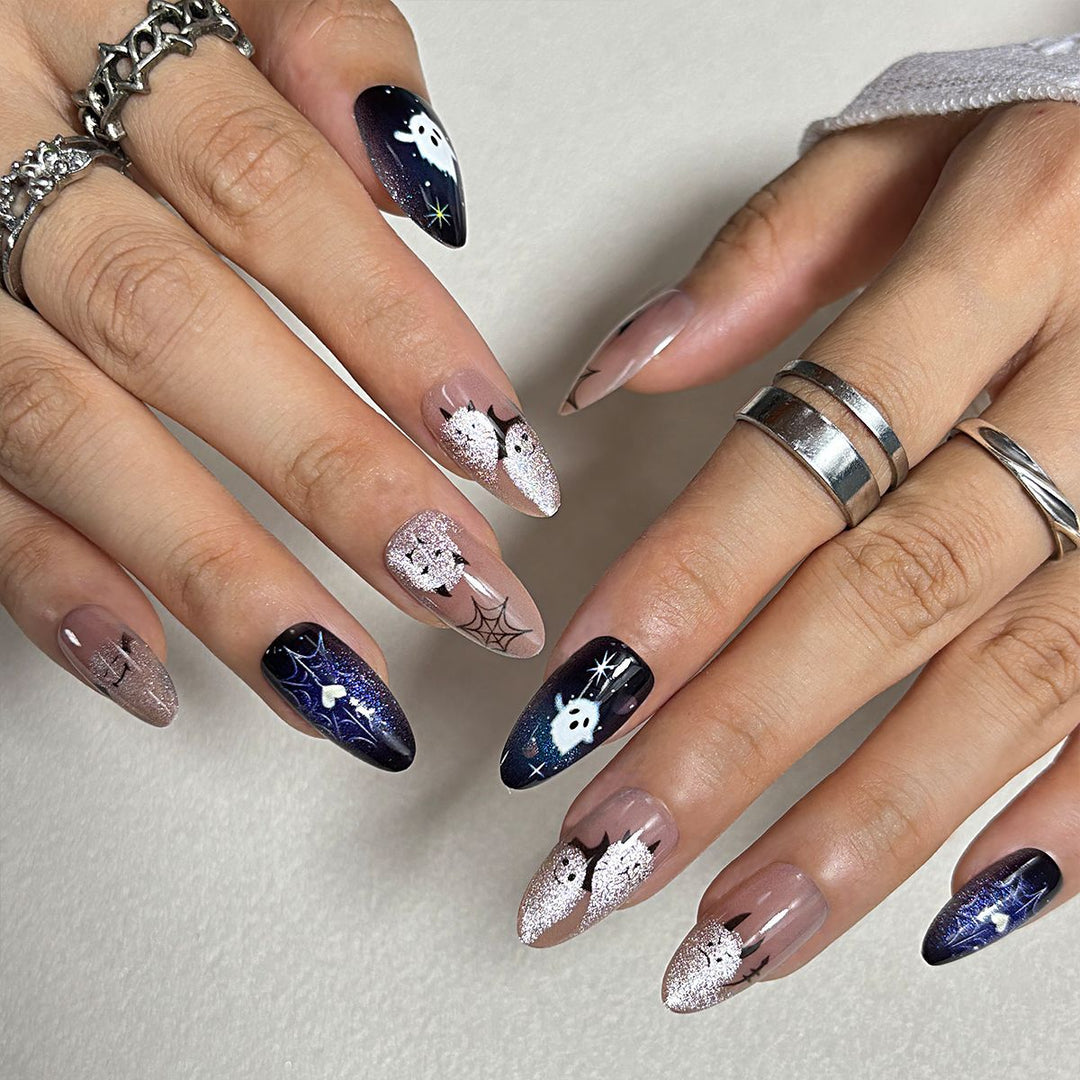 Decorative Press-On Nail Set with Artful Designs Stornfield