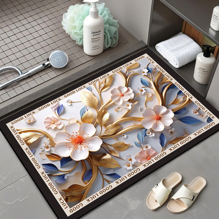 Floral Patterned Comfort Bath Mat Stornfield