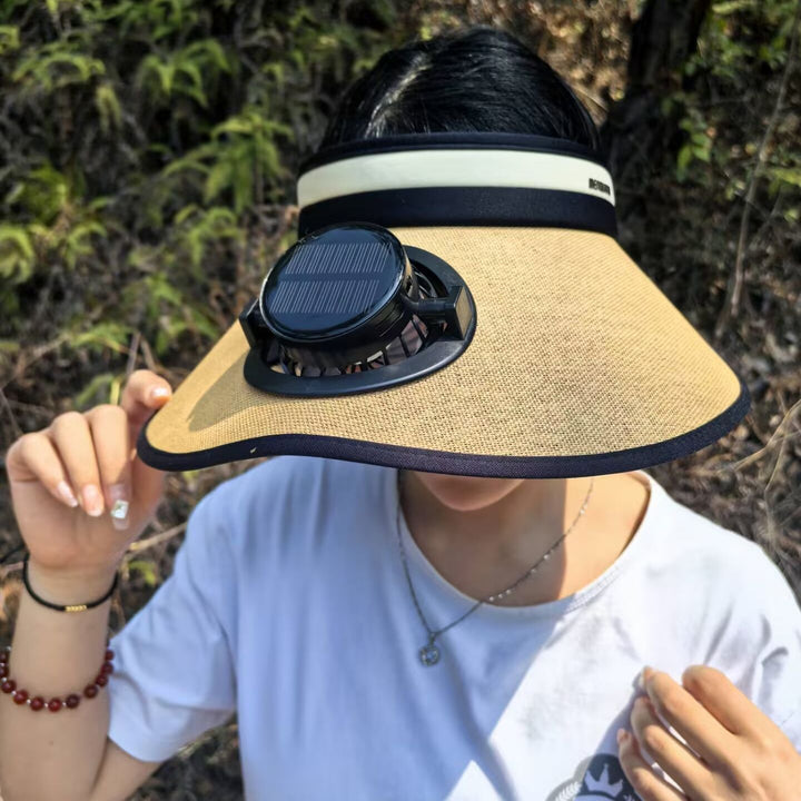 Sun protection visor with solar powered fan Stornfield