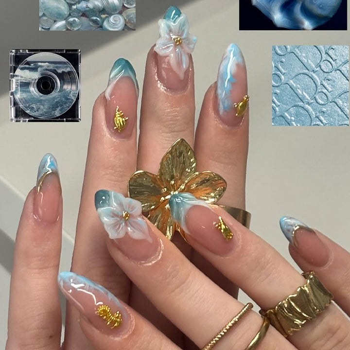 Decorative Press-On Nail Art Set with Elegant Floral Design Stornfield