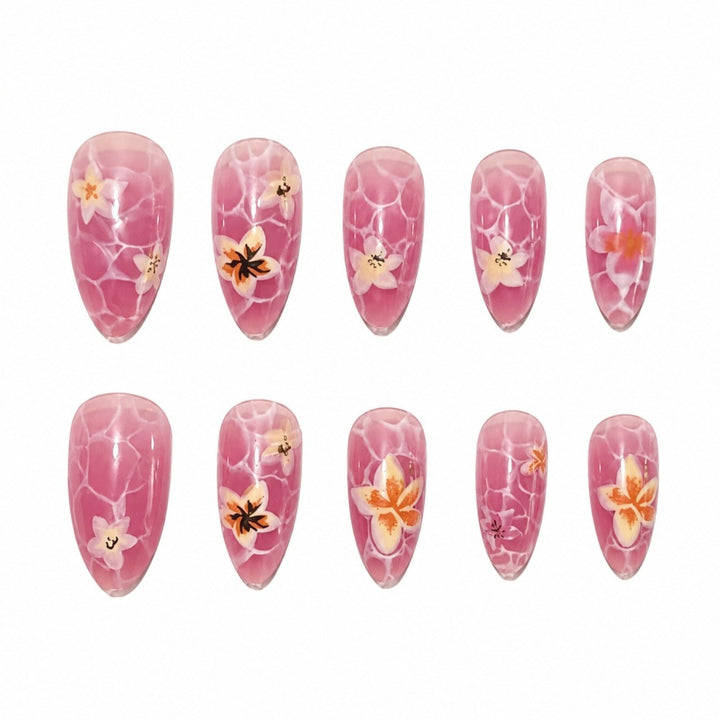 Artistic Floral-Patterned Press-On Nails Stornfield