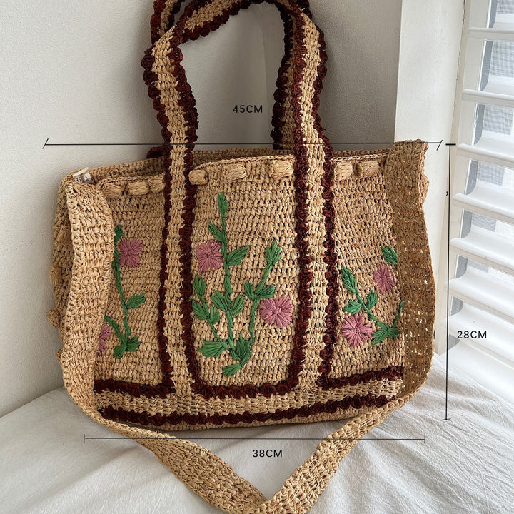 Braided shoulder bag with floral motif Stornfield