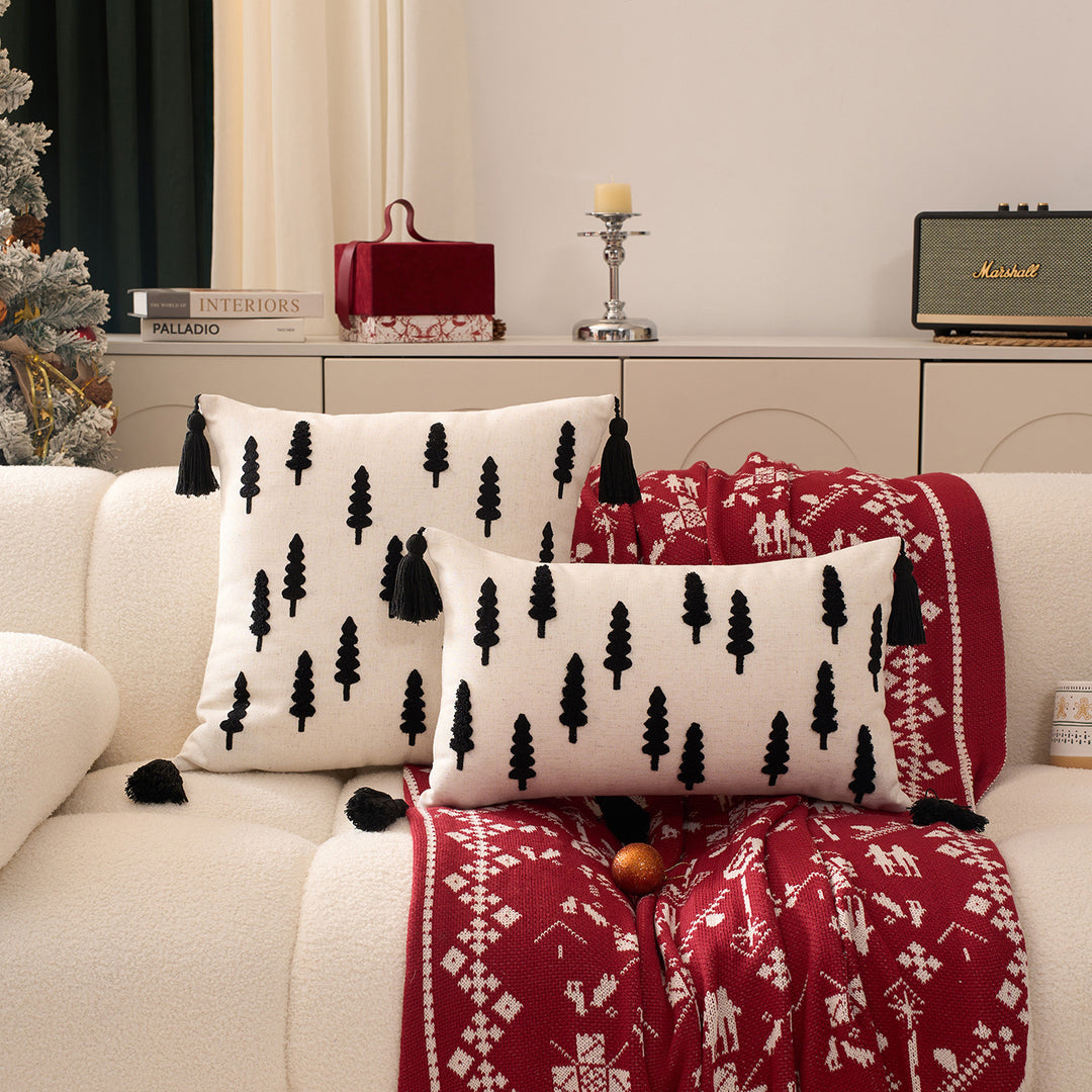 Decorative Holiday Throw Pillow Set with Tassels