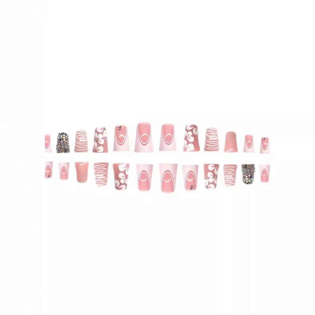 Decorative Press-On Nail Set with Rhinestone Accents Stornfield