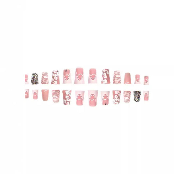 Decorative Press-On Nail Set with Rhinestone Accents Stornfield