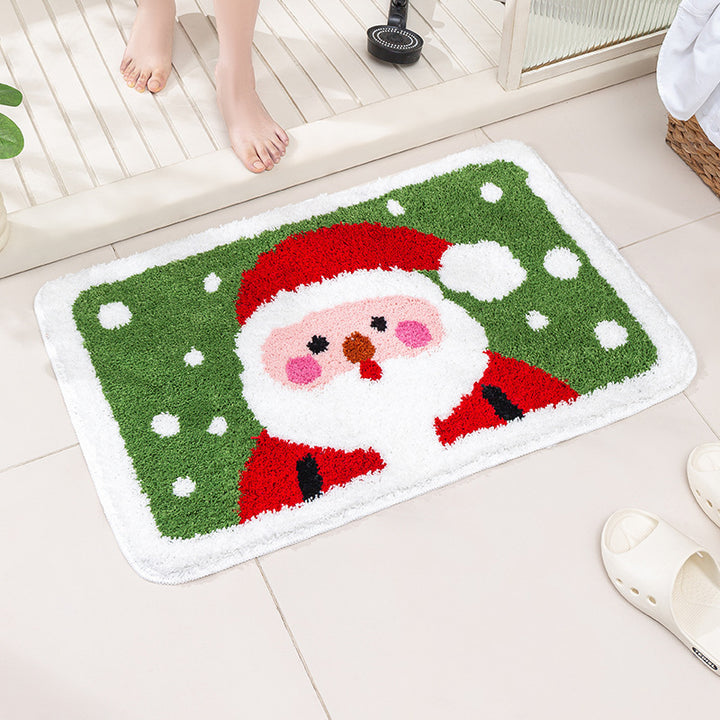 Plush Microfiber Holiday Cottage Snowflake Bath Mat with Non-Slip Backing