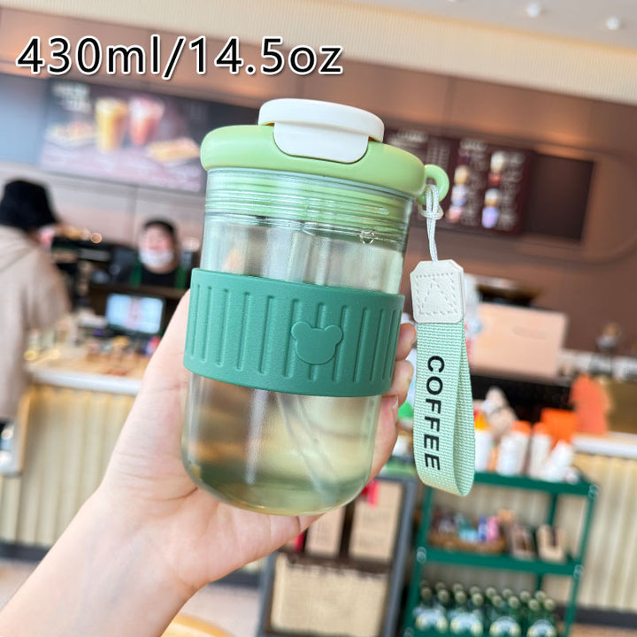 Women insulated drinking bottle with non-slip silicone ring and integrated straw Stornfield