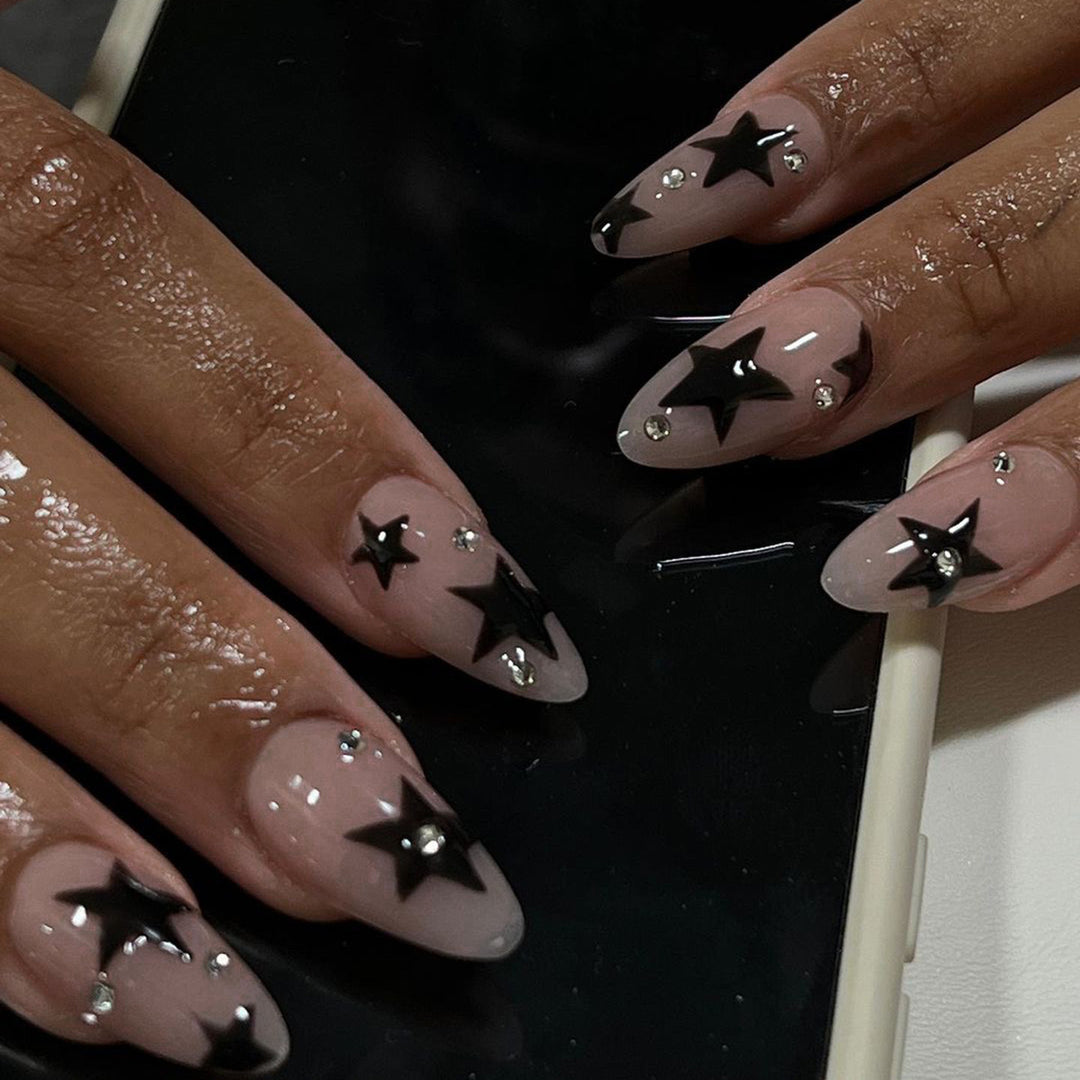 Star-Embellished Stiletto Nail Art Extensions Stornfield