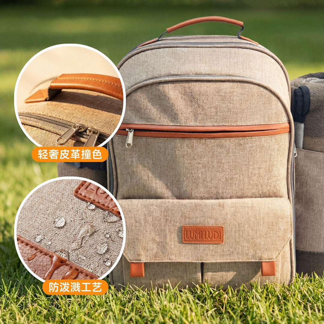 Ladies picnic backpack with extensive dish set and insulated cooling function Stornfield