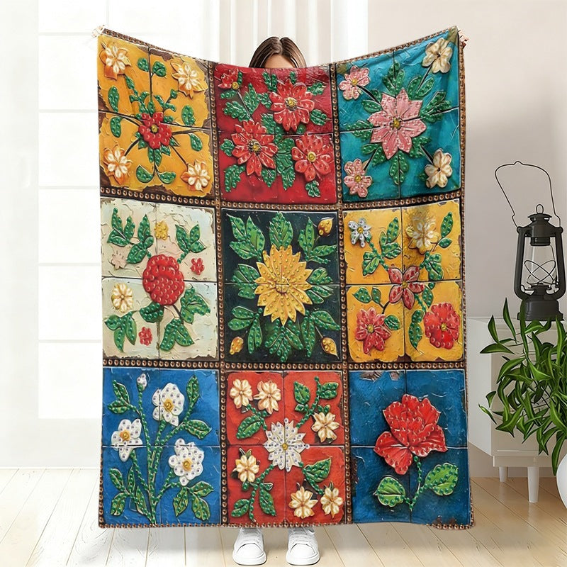Decorative Floral Art Throw Blanket