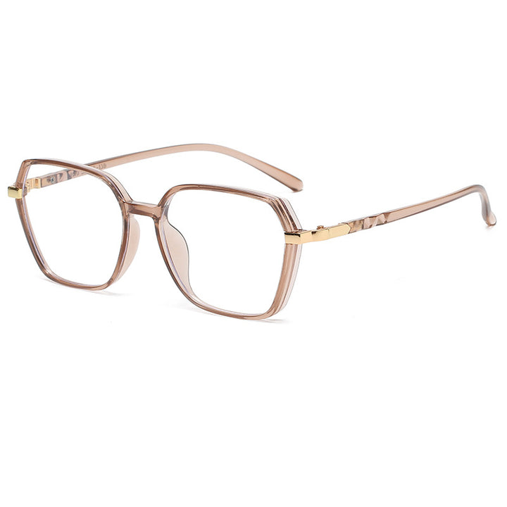 Ladies fashionable square reading glasses with golden accents Stornfield