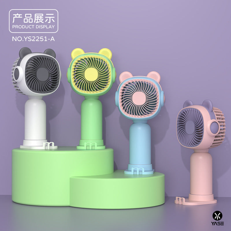 Cooling portable handheld bear-ear mini fan with adjustable tilt USB rechargeable desktop stand Stornfield