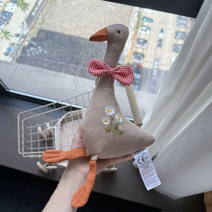 Handcrafted Organic Cotton Bunny Doll with Linen Jacket and Plaid Shorts