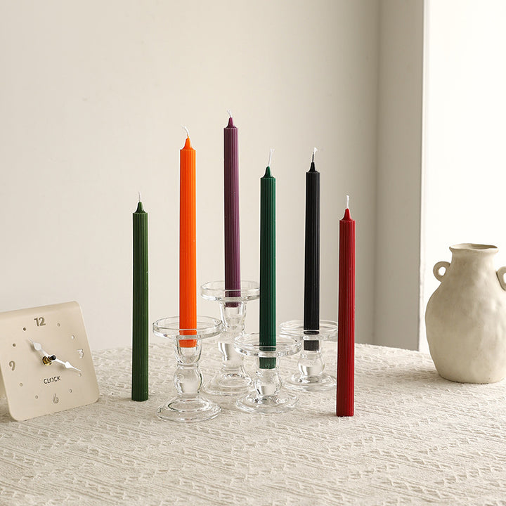 Crystal Glass Sculpted Stem Taper Candle Holders