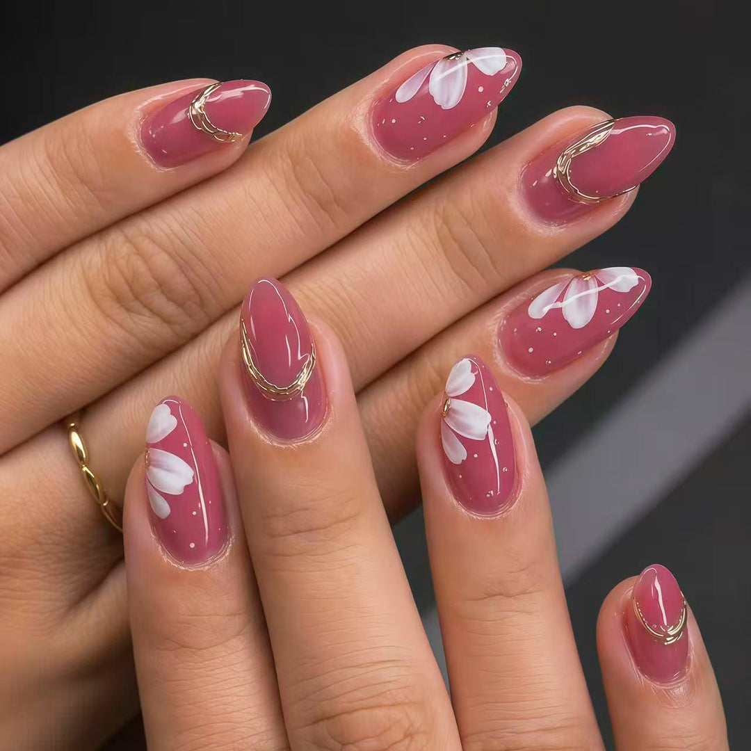 Artistic Floral Press-On Nail Art Set