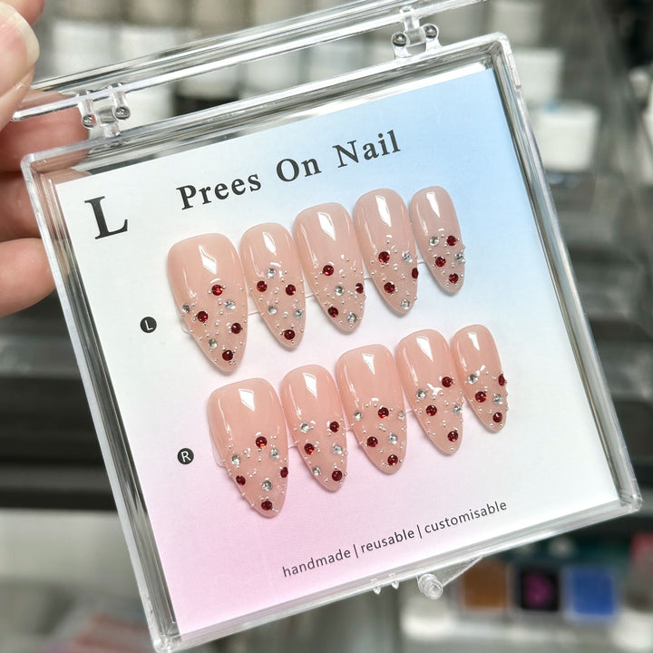 Decorative Press-On Nails with Customizable Gem Accents