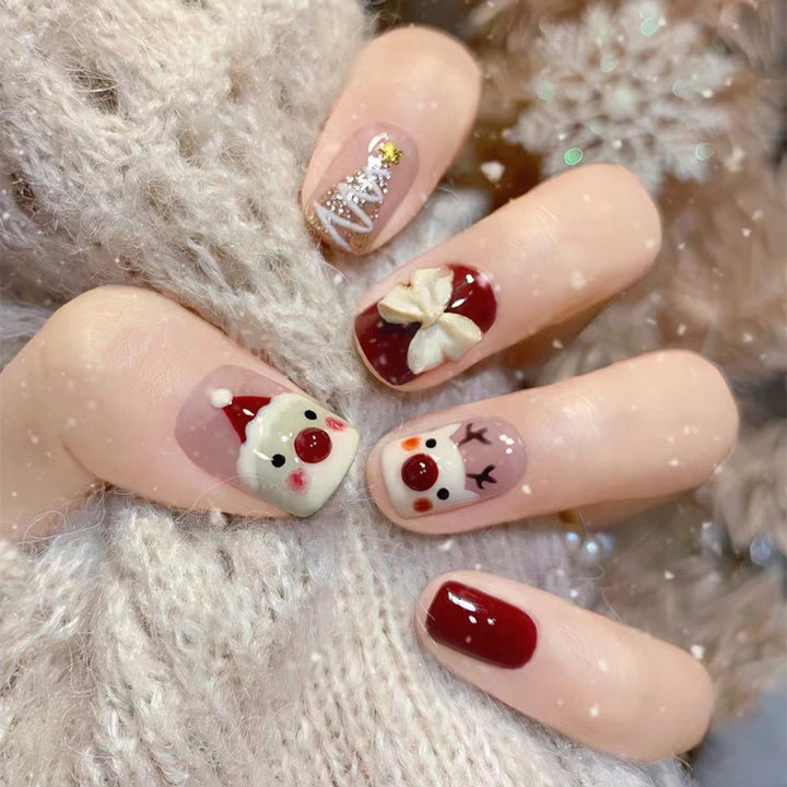 Festive Winter-Themed Press-On Nail Set Stornfield