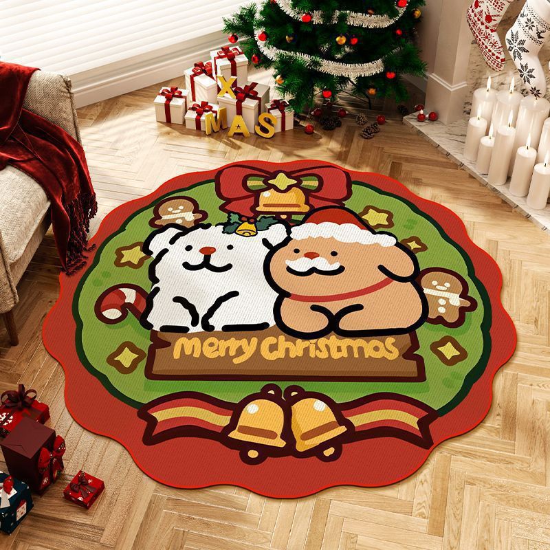 Christmas-Themed Round Area Rug for Home