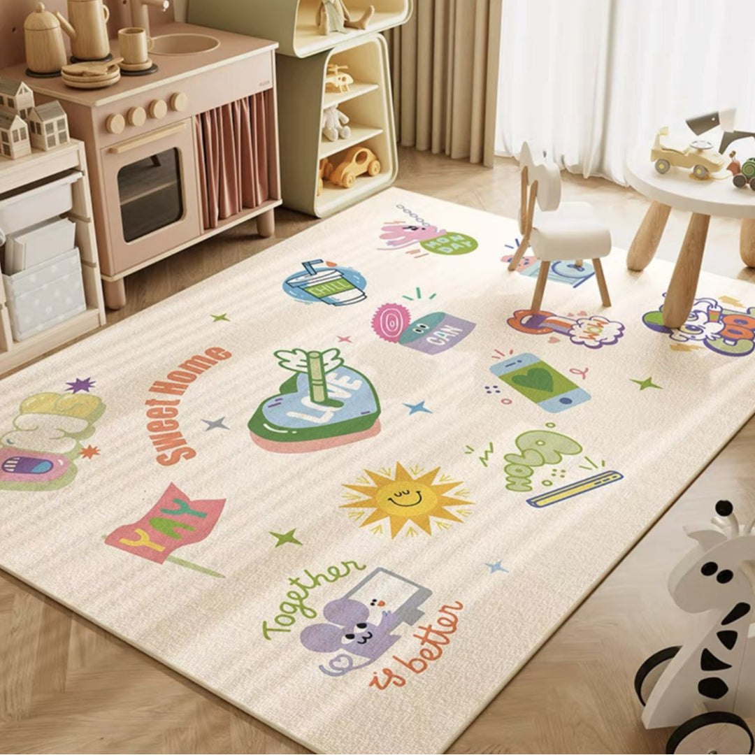 Children's Playful Cat-Themed Area Rug Stornfield