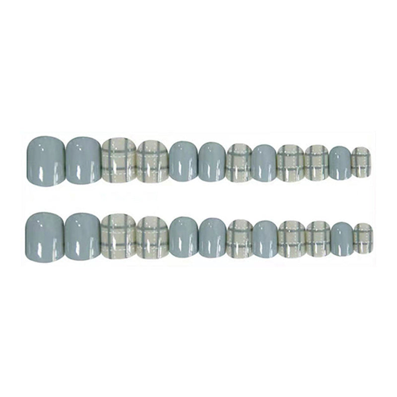 Stylish Press-On Nail Set with Geometric Patterns