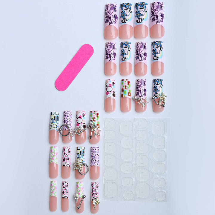 Artificial nails with creative 3D elements and playful patterns Stornfield