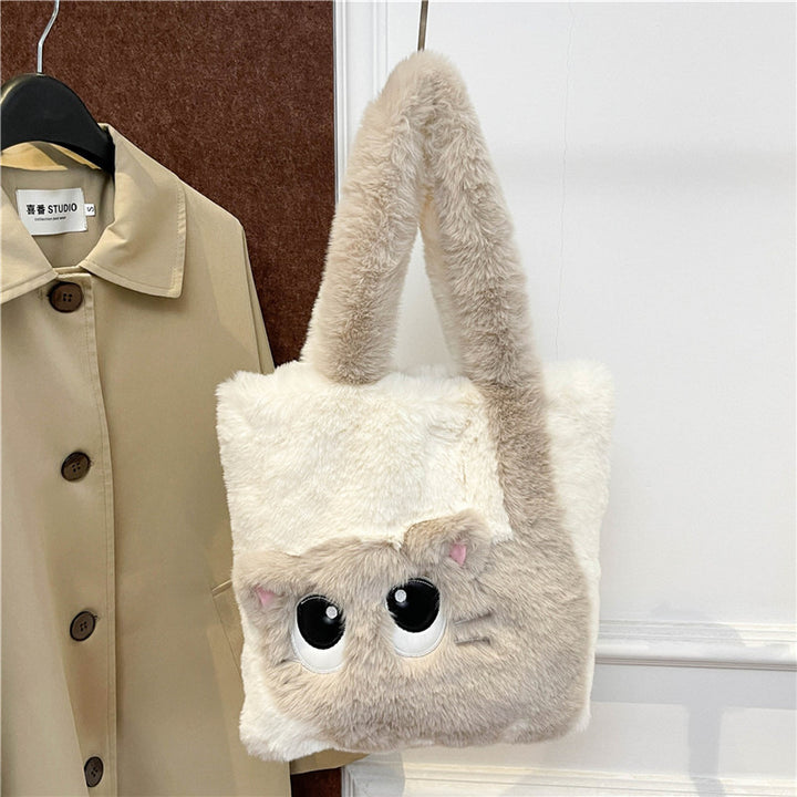 Plush shoulder bag with cat motif Stornfield