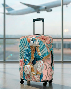 Unisex expandable suitcase cover with cat pattern, elastic protective material and zipper Stornfield