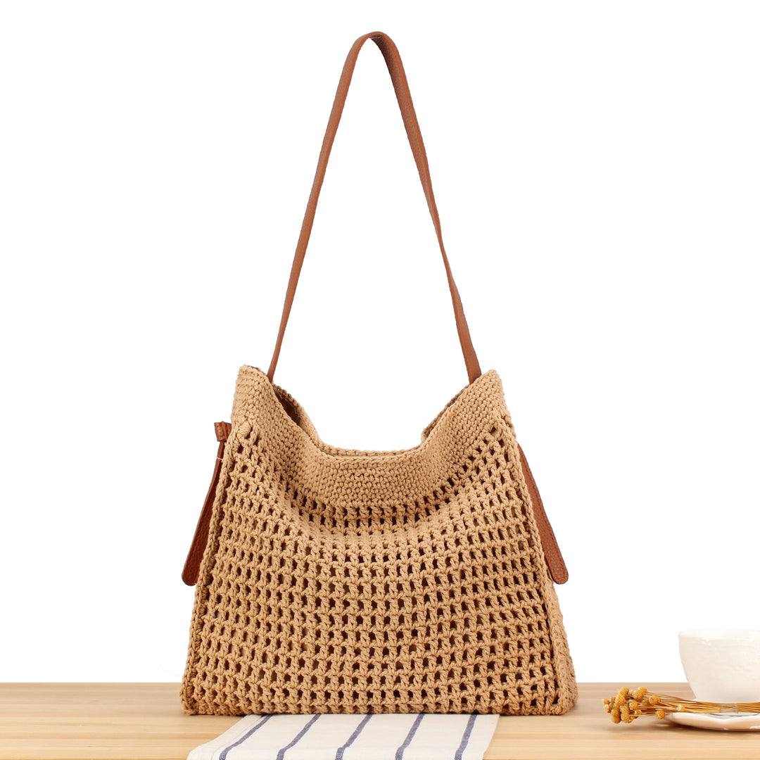Braided shoulder bag with wide leather handles Stornfield