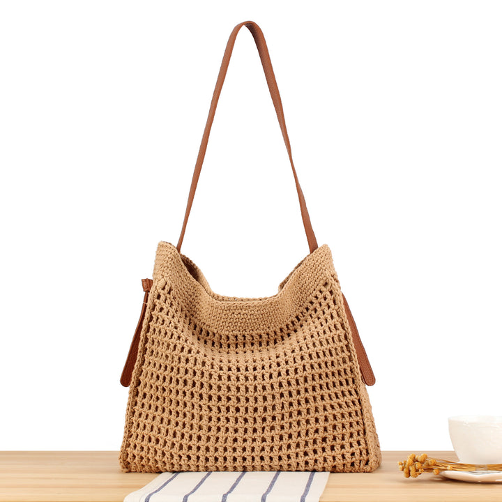 Braided shoulder bag with wide leather handles Stornfield