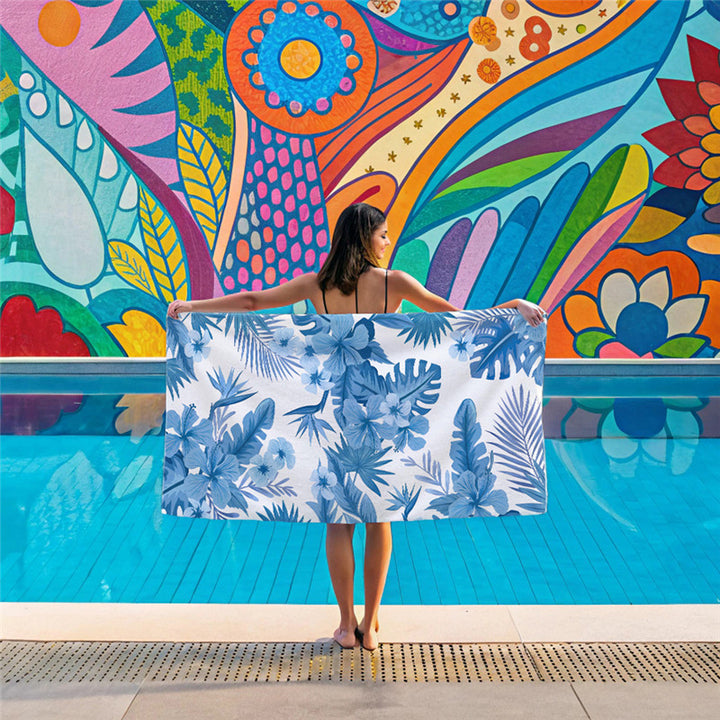 Large Microfiber Quick-Dry Tropical Print Beach Towel