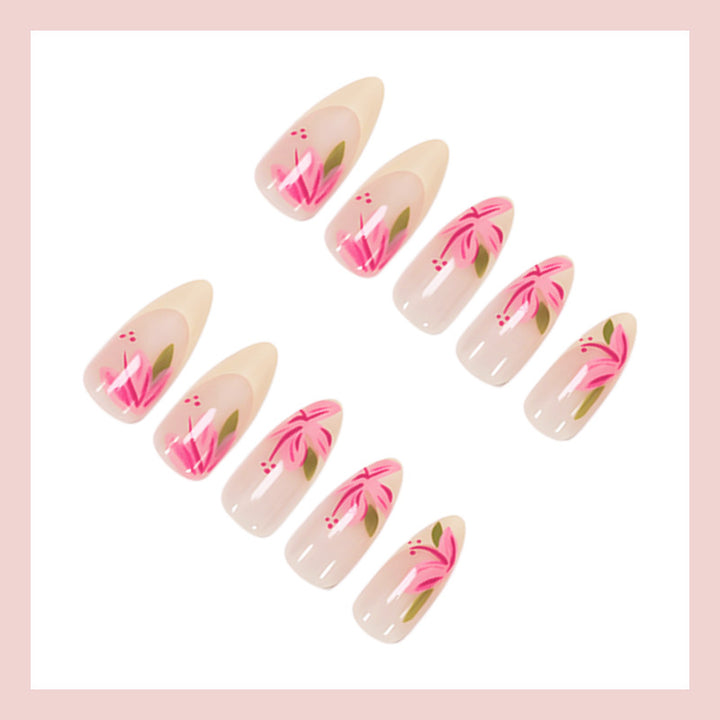 Elegant artificial nail set with floral designs Stornfield