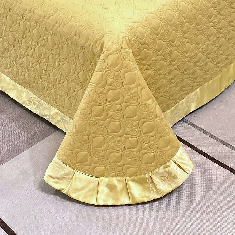 Quilted Microfiber Matelassé Bedspread with Satin Border & Matching Pillow Shams