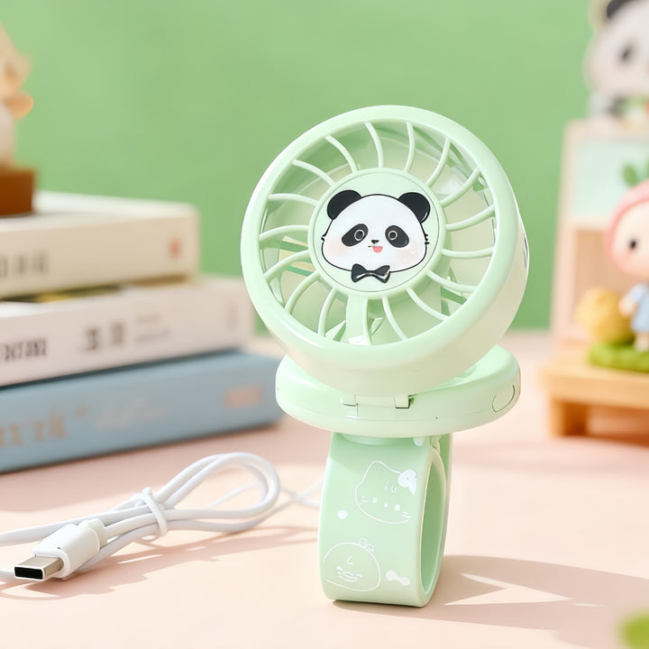 Women's Portable Hand Fan with Cute Animal Design and USB Charging Function Stornfield