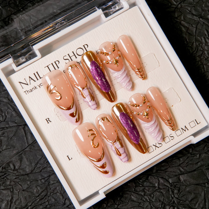 Glamorous Ornate Press-On Nail Designs