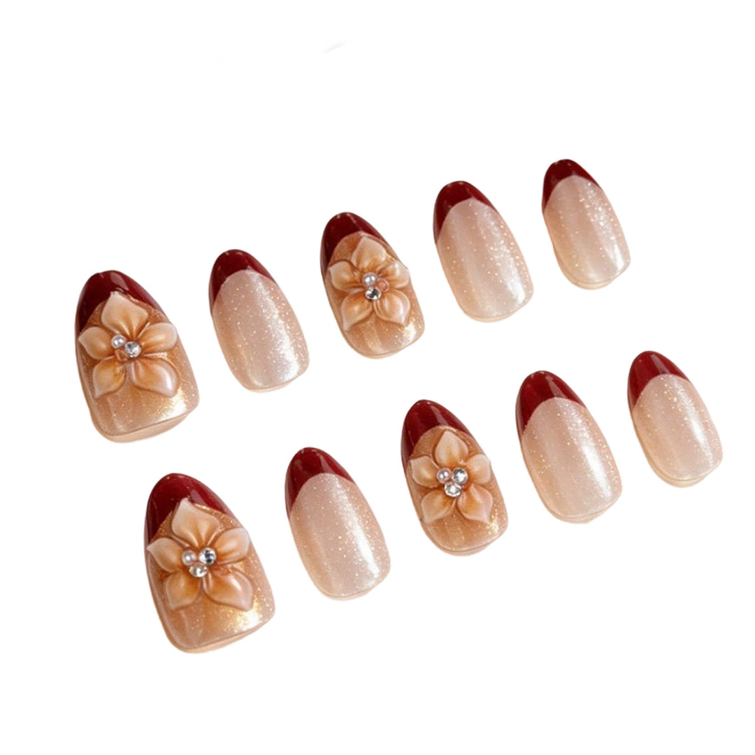 Decorative Press-On Nail Set with Floral Accents Stornfield 1787225159